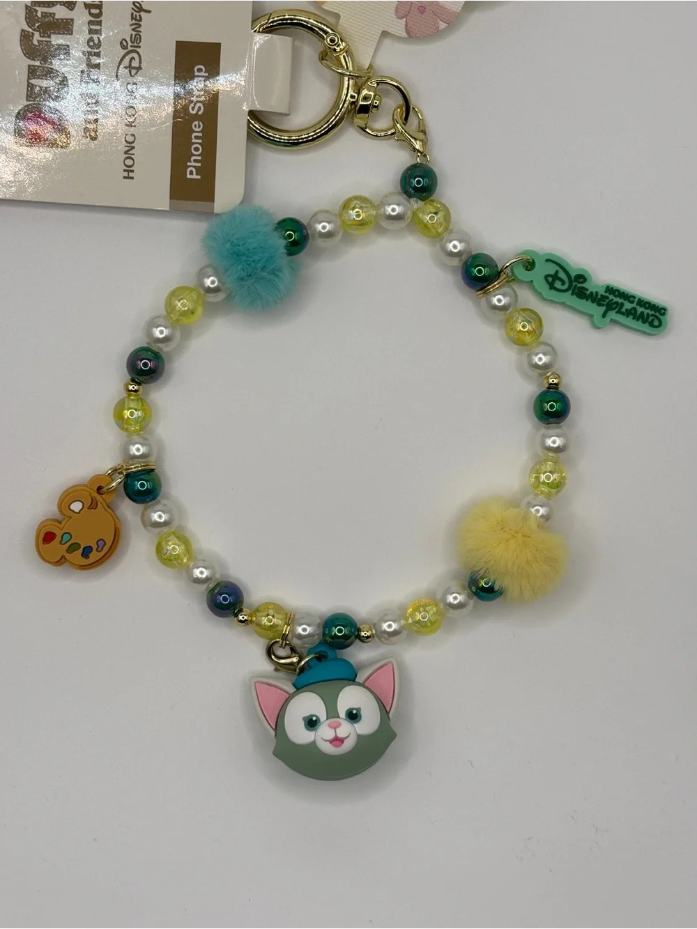 Disney HK Disneyland Duffy & Friends Beaded Gelatoni Cat Phone Strap Keychain